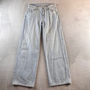 American Eagle Low Rise Skater Jean Light Wash Distressed Wide Leg Size 0 R
